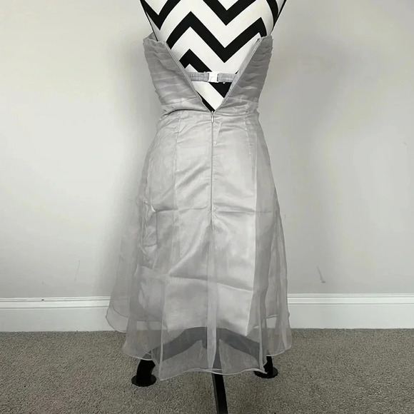 Silver Chiffon Mini Party Dress - Picture 4 of 8